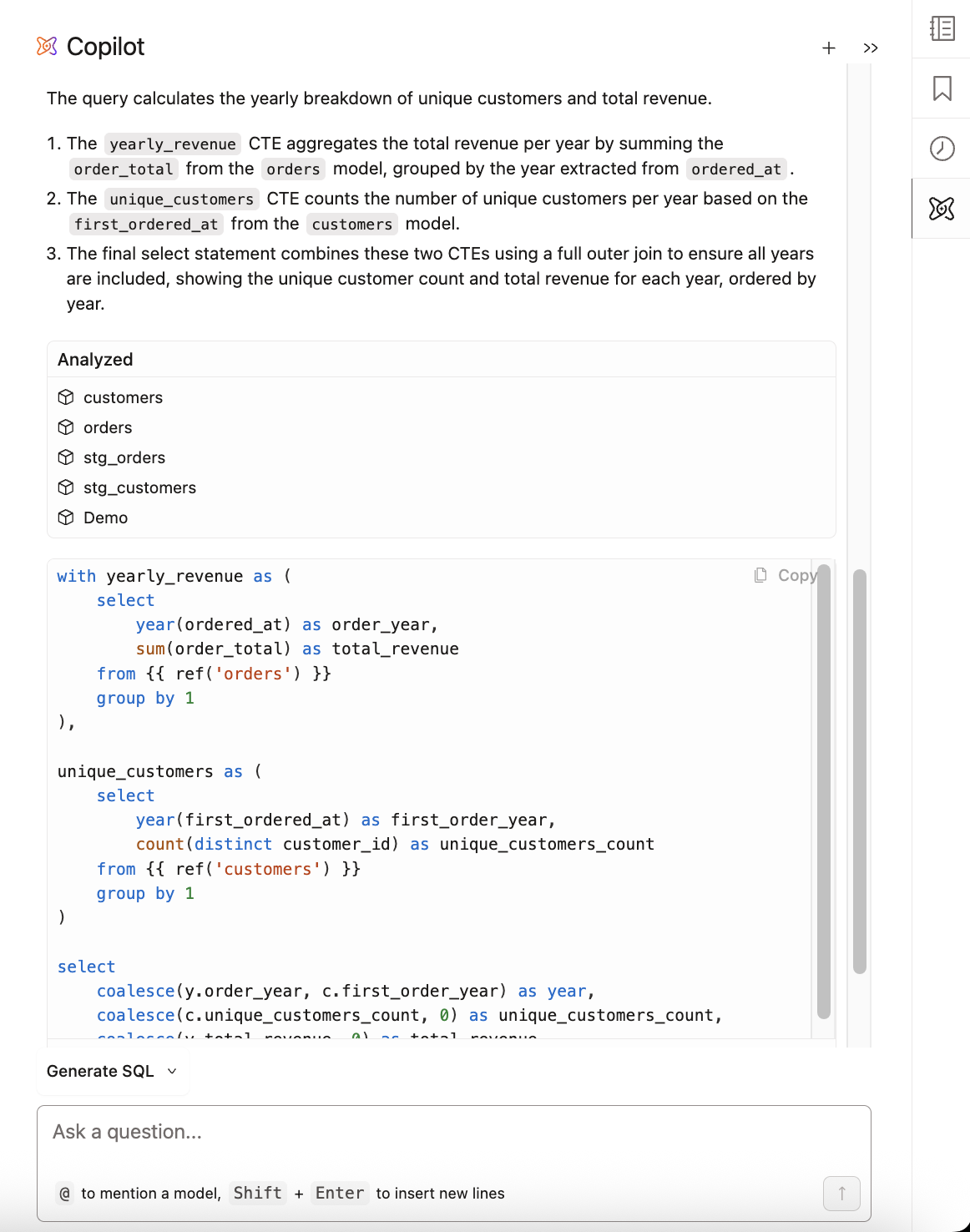 dbt Insights with dbt Copilot dbt Insights with dbt Copilot